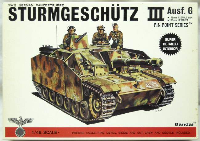 Bandai 1/48 Sturmgeschutz III Ausf. G 75mm Assault Gun or 105mm Howitzer, 8266 plastic model kit